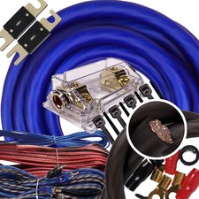 Elite 0 Gauge Amp Kit Amplifier Install Wiring 0 Ga Wire 5000W to 8000W Blue PK2 picture