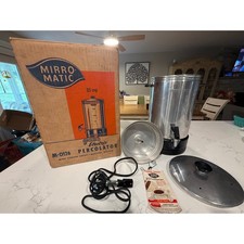 Vintage Mirro Matic 35 Cup Electric Percolator M-0126 Aluminum Coffee Urn Box picture