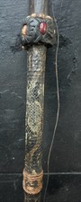 Vintage Dayak Ceremonial Spear BORNEO Black Palm Wood Animal Skin Tribal Art picture
