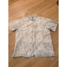 Columbia River Lodge Mens XL Short Sleeve Button Up Shirt Fishing Graphic Tan picture