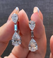 IGI 5 Ct Pear EF/VS1 Lab Grown Diamond Women Drop/Dangle Earrings 14k White Gold picture