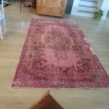 ANTIQUE PERSIAN-STYLE DISTRESSED PINK AREA RUG - JUST EXQUISTE picture