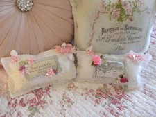 Set of Two - Sachets with Vintage Style Label Images and Ribbon Roses and Charms picture