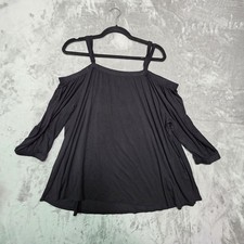 Torrid Womens Black Smock Cold Shoulder Top Size 0 Adjustable Straps 10456374 picture