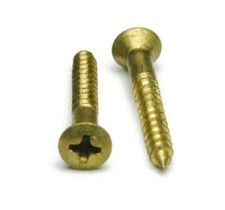 #10-13 Brass Philips Oval Head Wood Screw - Select Length & Pkg Qty picture