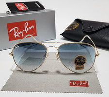 New Ray-Ban RB3025 Aviator Pilot Sunglasses Gold Frame 58mm Glass Blue Lens 58mm picture