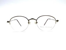 New Mario Martinelli Gold Matte Round Oval Metal Half Rim Glasses 876 47 20 140 picture
