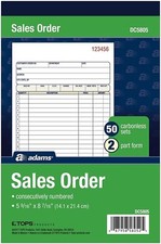 Adams Sales Order Book, 2-Part, Carbonless, White/Canary, DC5805, 12 Pack picture