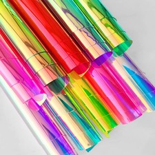 10 Pieces A4 Holographic Clear PVC Fabric Iridescent Transparent Vinyl Mirrored picture