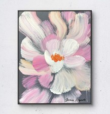 JANICEART Original Pink Flower 11x14 Abstract Expressionist Acrylic Canvas picture