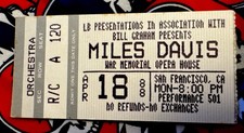 MILES DAVIS - APRIL 18, 1988 - WAR MEMORIAL OPERA HOUSE SAN FRANCISCO - TICKET picture