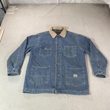 Vintage Old Navy Chore Jacket Mens Small Blue Denim Aztec Lined Coat Dungarees picture