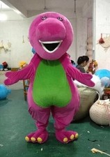 Christmas Barney The Dinosaur Mascot Costume Party Suit Dress Adult Outfit picture