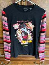 Rare Disney Desigual Mickey Mouse Long Sleeve Graphic T-shirt picture