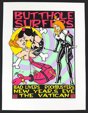 Butthole Surfers POSTER Bad Livers Rockbusters 1991 Silkscreen Signed Kozik picture