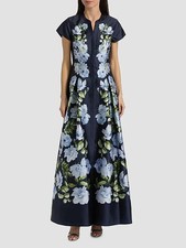 NEW/missing belt, Sachin & Babi Marta Floral Mikado Gown multi Sz 12 #LD517 picture
