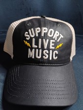 SUPPORT LIVE MUSIC BLACK ADJUSTABLE STRAP TRUCKER HAT - New With Tags picture