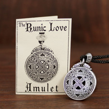 Pewter Norse Runic Love Amulet Necklace Viking Rune Pendant Talisman Jewelry picture