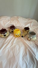 Title: Vintage 1992 Looney Tunes 3D Plastic Character Mug Set Of 5 picture