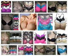 100 Bras MIXED STYLES REGULAR n PUSH UP BRAS  WHOLESALE LOT 32-48 A B C D-F picture