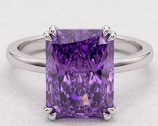 RARE 8.00 Ct Certified Radiant Cut Purple Natural Diamond Ring White Gold Finish picture