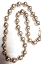 VINTAGE STUNNING STERLING SILVER BALL LINK on CHAIN NECKLACE picture