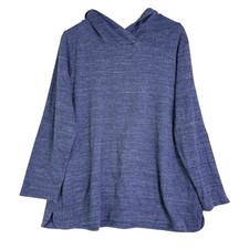 J. PURE JILL Dark Blue Heather COTTON HOODIE SHIRT TOP Comfy Knit Weekender M picture