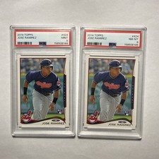 2x 2014 Topps #424 Jose Ramirez Rookie Card RC PSA 9 & PSA 8 Cleveland Indians picture