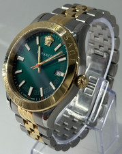 Versace Hellenyium Two-Tone Steel Green Dial Men Watch VEVK00620 Size 6.5 picture