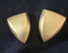 Vintage Givenchy Clip-On Earrings Paris New York Chunky Triangle Silver Tone 80s picture