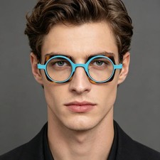 Fashion Vintage Acetate Eyeglasses Frame Men Women Two Color Eyewear Glasses picture