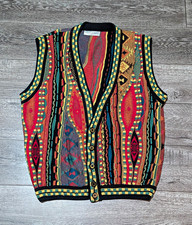 Vtg Carlo Alberto 3D Knit Sweater Vest Mens M Coogi Style Australia Cotton Multi picture