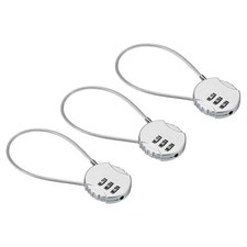 Small Combination Lock 7.8 Inch, 3 Pack 3 Digit Padlock for Locker, Silver Tone picture