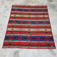 Vintage Pendleton Wool Beaver State Red Blanket Reversible 72’” X 60” picture