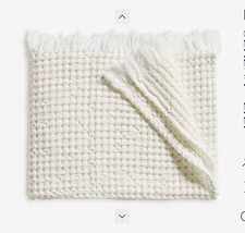 Serena & Lily Beachcomber Throw Blanket White Cotton Woven Fringed 50x70 picture