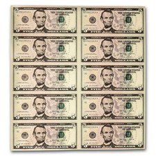 2021 A-Boston $5.00 FRN CU Fr#1999-B 10 Uncut sheet picture