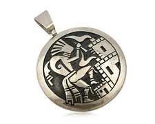 Navajo Spinner Pictograph Spinner Signed Artist TT .925 SOLID Silver Circa 80's picture