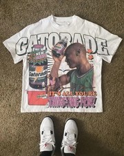 Men's Summer Retro Letter Portrait Printed T-shirt Boxy Fit Y2k Urban Streetwear picture