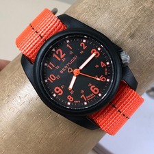Bertucci DX3 Men A-2R Field Swiss Orange Nylon Quartz 39mm Watch 8 1/4