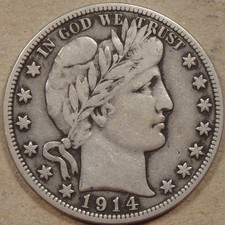 1914-S Barber Half Dollar 50c Borderline VF Details As Pictured L4-1 picture