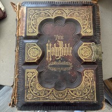 Antique Holman's Holy Bible 1870's Family Bible Masonic customization on back  picture