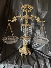 Vintage L&L WMC 9187 Brass & Crystal Scales of Justice – Hollywood Regency picture