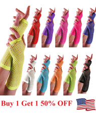 Women Long punk goth  Mesh Gloves Dance Costume Lady Party Fingerless Mittens  picture