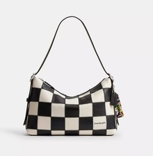 COACH Alter/Ego Slouchy Shoulder Bag with Checkerboard CBE00 Black & White New picture