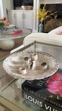 Vintage McCarty Pottery 5 PIPE HOLE Candle Holder Plate Thumbprint 9.5