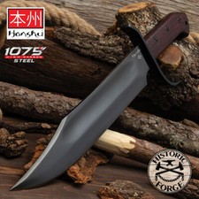 Honshu Historic Forge Pioneer Bowie Knife - 1075 Carbon Steel, Length 17 3/4