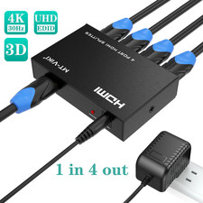 MT-VIKI 1 in 4 out HDMI Splitter 4K@30Hz Power 1x4 3D Full HD for PS4 Fire Stick picture