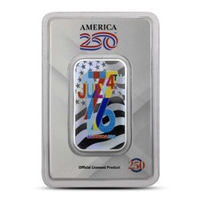 1 oz Colorized Sunshine America250 July 4 1776 Silver Bar (New, In Card) picture