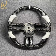 Real Forged Carbon Fiber White Steering Wheel for Ford Mustang GT 2012-2014 picture