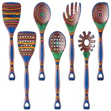 Gudamaye Pakkawood Cooking Utensils, 7 PCS Rainbow picture